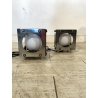 COPPIA LAMPADA TAVOLO CUBICA ACCIAIO SFERA VETRO ABATJOUR DESIGN BRUTALISTA '70s