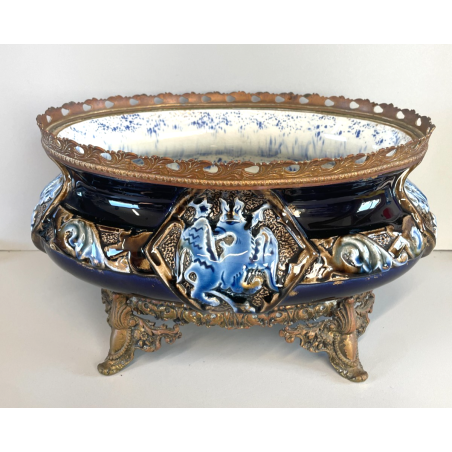 ANTICO VASO CENTROTAVOLA FRANCESE CHOISY LE ROY NAPOLEONE III DECORO BRONZO