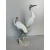 ANTICA PORCELLANA FIRMATA LLADRO COPPIA GRU ANNI 70 SMALTATE FIGURA SCULTURA