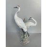 ANTICA PORCELLANA FIRMATA LLADRO COPPIA GRU ANNI 70 SMALTATE FIGURA SCULTURA