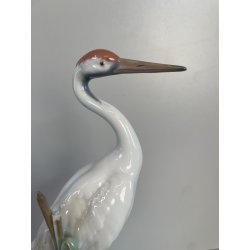 ANTICA PORCELLANA FIRMATA LLADRO COPPIA GRU ANNI 70 SMALTATE FIGURA SCULTURA