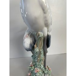 ANTICA PORCELLANA FIRMATA LLADRO COPPIA GRU ANNI 70 SMALTATE FIGURA SCULTURA