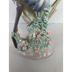 ANTICA PORCELLANA FIRMATA LLADRO COPPIA GRU ANNI 70 SMALTATE FIGURA SCULTURA