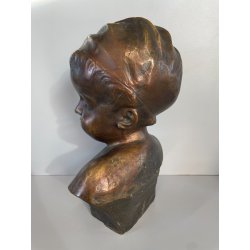 SCULTURA BRONZO BUSTO De Martino NAPOLI PASTORELLO BIMBO SCUGNIZZO BAMBINO