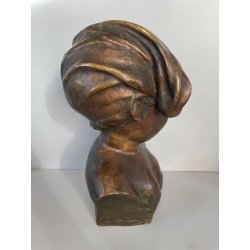 SCULTURA BRONZO BUSTO De Martino NAPOLI PASTORELLO BIMBO SCUGNIZZO BAMBINO