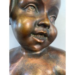 SCULTURA BRONZO BUSTO De Martino NAPOLI PASTORELLO BIMBO SCUGNIZZO BAMBINO