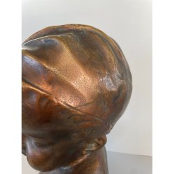 SCULTURA BRONZO BUSTO De Martino NAPOLI PASTORELLO BIMBO SCUGNIZZO BAMBINO