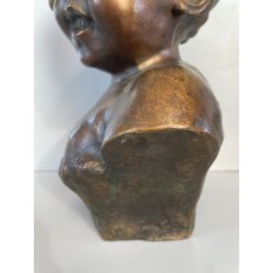 SCULTURA BRONZO BUSTO De Martino NAPOLI PASTORELLO BIMBO SCUGNIZZO BAMBINO