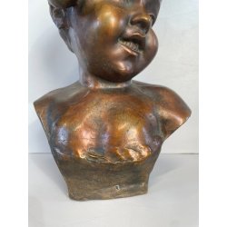 SCULTURA BRONZO BUSTO De Martino NAPOLI PASTORELLO BIMBO SCUGNIZZO BAMBINO