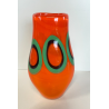 VASO VETRO MURANO FIRMATO FORMENTELLO DESIGN VINTAGE ANNI '70 ARANCIONE VERDE