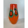 VASO VETRO MURANO FIRMATO FORMENTELLO DESIGN VINTAGE ANNI '70 ARANCIONE VERDE