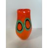 VASO VETRO MURANO FIRMATO FORMENTELLO DESIGN VINTAGE ANNI '70 ARANCIONE VERDE