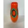 VASO VETRO MURANO FIRMATO FORMENTELLO DESIGN VINTAGE ANNI '70 ARANCIONE VERDE