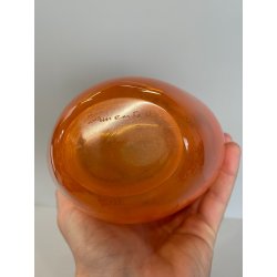 VASO VETRO MURANO FIRMATO FORMENTELLO DESIGN VINTAGE ANNI '70 ARANCIONE VERDE