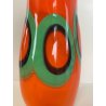 VASO VETRO MURANO FIRMATO FORMENTELLO DESIGN VINTAGE ANNI '70 ARANCIONE VERDE