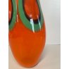 VASO VETRO MURANO FIRMATO FORMENTELLO DESIGN VINTAGE ANNI '70 ARANCIONE VERDE