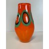 VASO VETRO MURANO FIRMATO FORMENTELLO DESIGN VINTAGE ANNI '70 ARANCIONE VERDE
