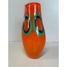 VASO VETRO MURANO FIRMATO FORMENTELLO DESIGN VINTAGE ANNI '70 ARANCIONE VERDE