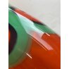 VASO VETRO MURANO FIRMATO FORMENTELLO DESIGN VINTAGE ANNI '70 ARANCIONE VERDE