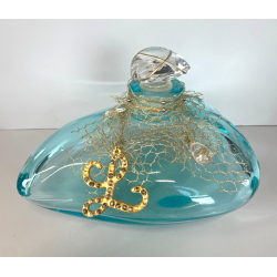 GRANDE PORTA PROFUMO L DE LOLITA LEMPICKA 27 CM BOTTIGLIA FORMA SASSO TURCHESE