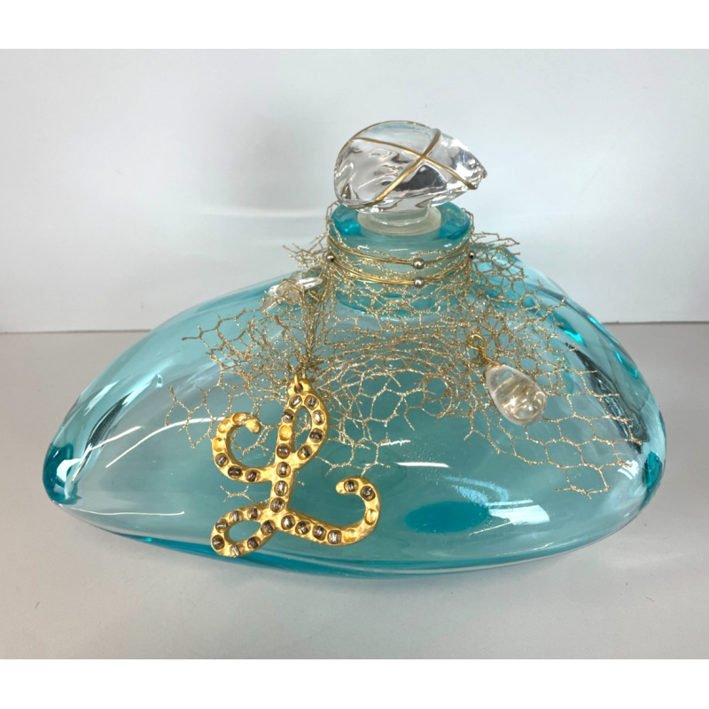 GRANDE PORTA PROFUMO L DE LOLITA LEMPICKA 27 CM BOTTIGLIA FORMA SASSO TURCHESE
