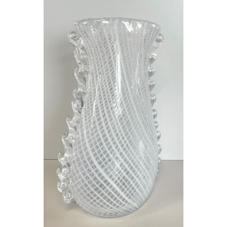 ANTICO VASO VETRO Murano Barovier Toso ANNI '40 RETICELLO ZANFIRICO TRASPARENTE