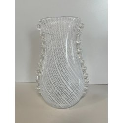 ANTICO VASO VETRO Murano Barovier Toso ANNI '40 RETICELLO ZANFIRICO TRASPARENTE