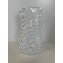 ANTICO VASO VETRO Murano Barovier Toso ANNI '40 RETICELLO ZANFIRICO TRASPARENTE