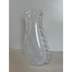 ANTICO VASO VETRO Murano Barovier Toso ANNI '40 RETICELLO ZANFIRICO TRASPARENTE