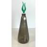 ANTICA BOTTIGLIA VETRO fumè FIRMATA MARCELLO FURLAN 1987 MURANO TAPPO VERDE