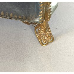 ANTICO SCRIGNO cofanetto PORTAGIOIE in VETRO BISELLATO francese XIX sec OTTONE