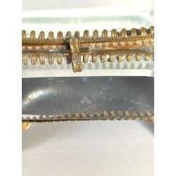 ANTICO SCRIGNO cofanetto PORTAGIOIE in VETRO BISELLATO francese XIX sec OTTONE