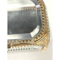 ANTICO SCRIGNO cofanetto PORTAGIOIE in VETRO BISELLATO francese XIX sec OTTONE