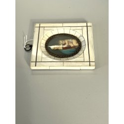 ANTICA miniatura MADONNA col BAMBINO cornice OVALE religioso devozionale