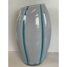 GRANDE VASO VETRO MURANO FIRMATO ARCHIMEDE SEGUSO VINTAGE DESIGN AZZURRO BIANCO