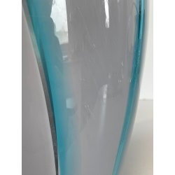 GRANDE VASO VETRO MURANO FIRMATO ARCHIMEDE SEGUSO VINTAGE DESIGN AZZURRO BIANCO