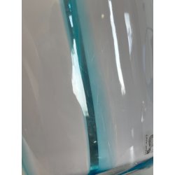 GRANDE VASO VETRO MURANO FIRMATO ARCHIMEDE SEGUSO VINTAGE DESIGN AZZURRO BIANCO