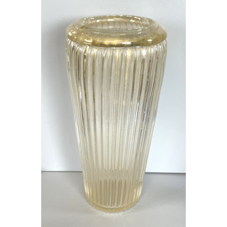 GRANDE VASO VETRO FIRMATO LA FILIGRANA MURANO FOGLIA ORO BAROVIER SEGUSO VINTAGE
