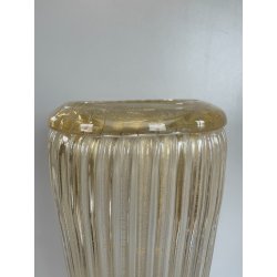 GRANDE VASO VETRO FIRMATO LA FILIGRANA MURANO FOGLIA ORO BAROVIER SEGUSO VINTAGE