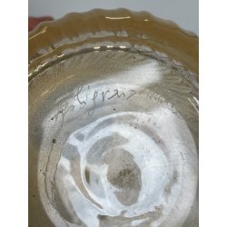 GRANDE VASO VETRO FIRMATO LA FILIGRANA MURANO FOGLIA ORO BAROVIER SEGUSO VINTAGE