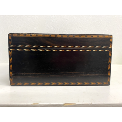 ANTICA SCATOLA RETTANGOLARE ANGLO INDIANA LEGNO MICROINTARSIO VITTORIANA XIX sec