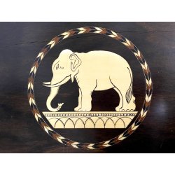 ANTICA SCATOLA RETTANGOLARE ANGLO INDIANA LEGNO MICROINTARSIO VITTORIANA XIX sec