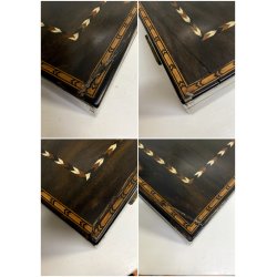 ANTICA SCATOLA RETTANGOLARE ANGLO INDIANA LEGNO MICROINTARSIO VITTORIANA XIX sec