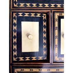 ANTICA SCATOLA RETTANGOLARE ANGLO INDIANA LEGNO MICROINTARSIO VITTORIANA XIX sec