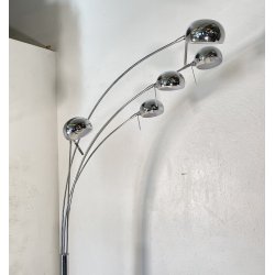 LAMPADA DA TERRA ARCO PIANTANA DESIGN ANNI 80 METALLO CROMATO MARMO FLOOR LAMP