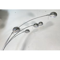 LAMPADA DA TERRA ARCO PIANTANA DESIGN ANNI 80 METALLO CROMATO MARMO FLOOR LAMP