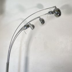 LAMPADA DA TERRA ARCO PIANTANA DESIGN ANNI 80 METALLO CROMATO MARMO FLOOR LAMP