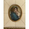 ANTICA MADONNA col BAMBINO miniatura cornice OVALE religioso copia FERRUZZI