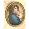 ANTICA MADONNA col BAMBINO miniatura cornice OVALE religioso copia FERRUZZI