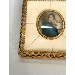 ANTICA MADONNA col BAMBINO miniatura cornice OVALE religioso copia FERRUZZI